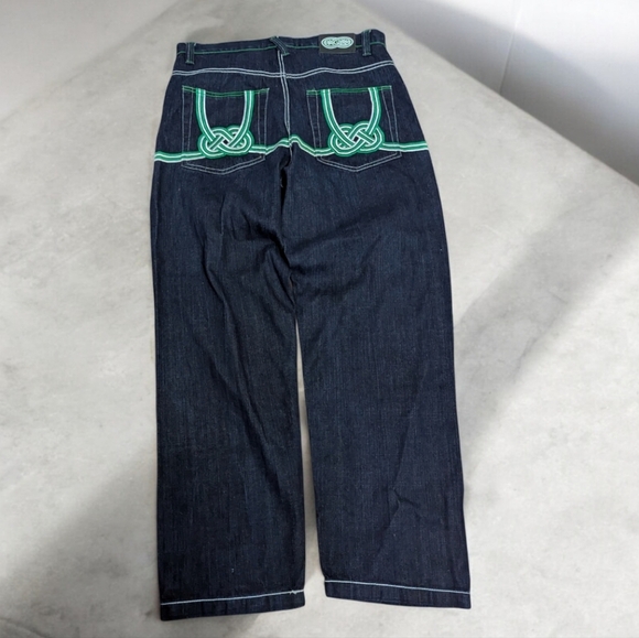 Y2K Evolution Baggy Embroidered Jeans Skater Grunge Wide Leg